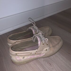 Sperry Women's Boat Shoes Sz 8 Brown Pink Leather Deck Loafers